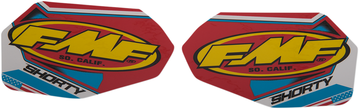 FMF Exhaust Replacement Decal Shorty 014845, black and white sticker with FMF logo and branding for motorcycle exhaust customization