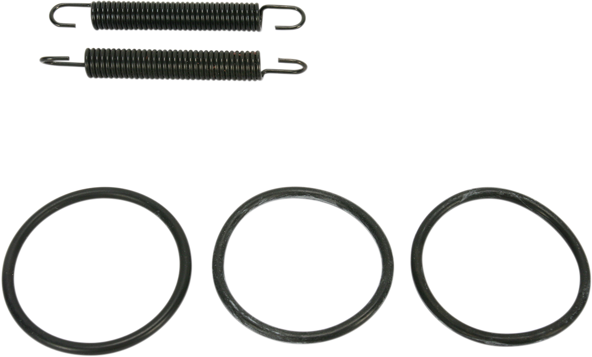 FMF Pipe Spring and O-Rings Kit for exhaust systems, featuring metal spring, rubber O-rings, and replacement parts for FMF exhausts.