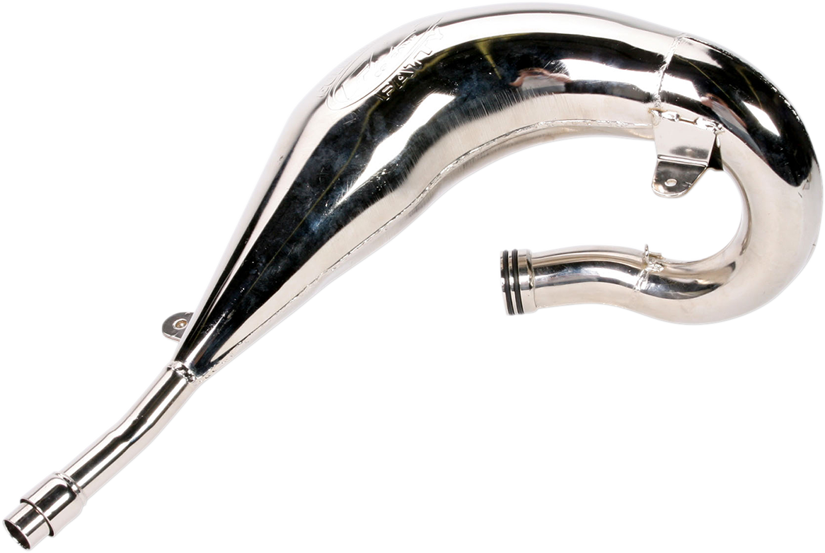 FMF Fatty Pipe 020147 motorcycle exhaust upgrade showing sleek high-performance exhaust pipe with branding and polished metal finish