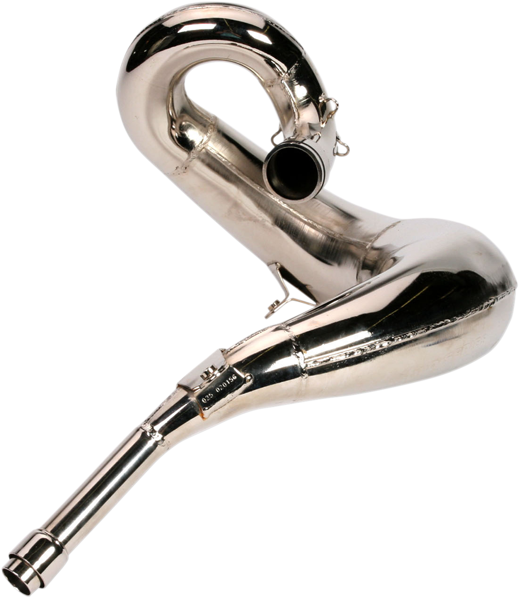FMF Gnarly Pipe 020156 for 200cc-500cc 2-stroke off-road bikes, showcasing the exhaust pipe with branding and mounting details.