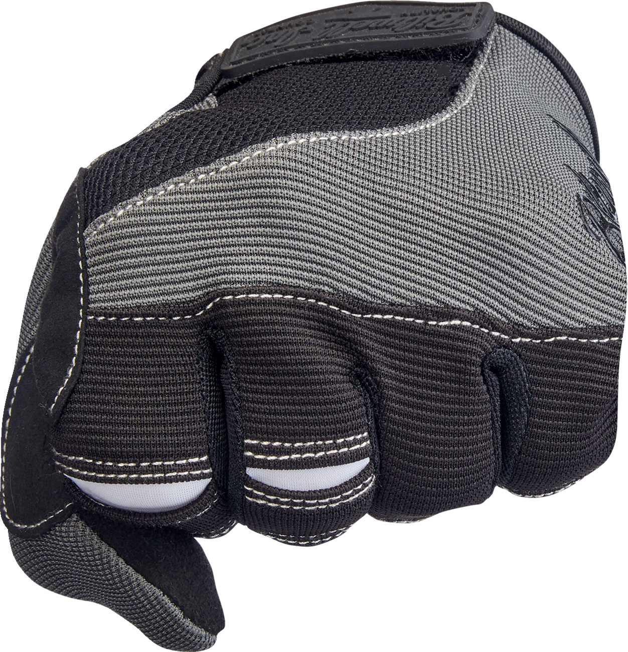 Gray and black BILTWELL Moto Gloves, small size, made for motorcycle riding, with protective knuckle details.
