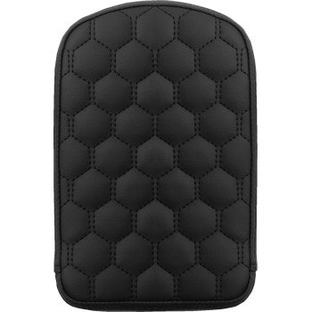 Bill's Exhausts Saddlemens RoadSofa™ Sissy Bar Pad in black with honeycomb design and black stitching, designed for motorcycle sissy bars.