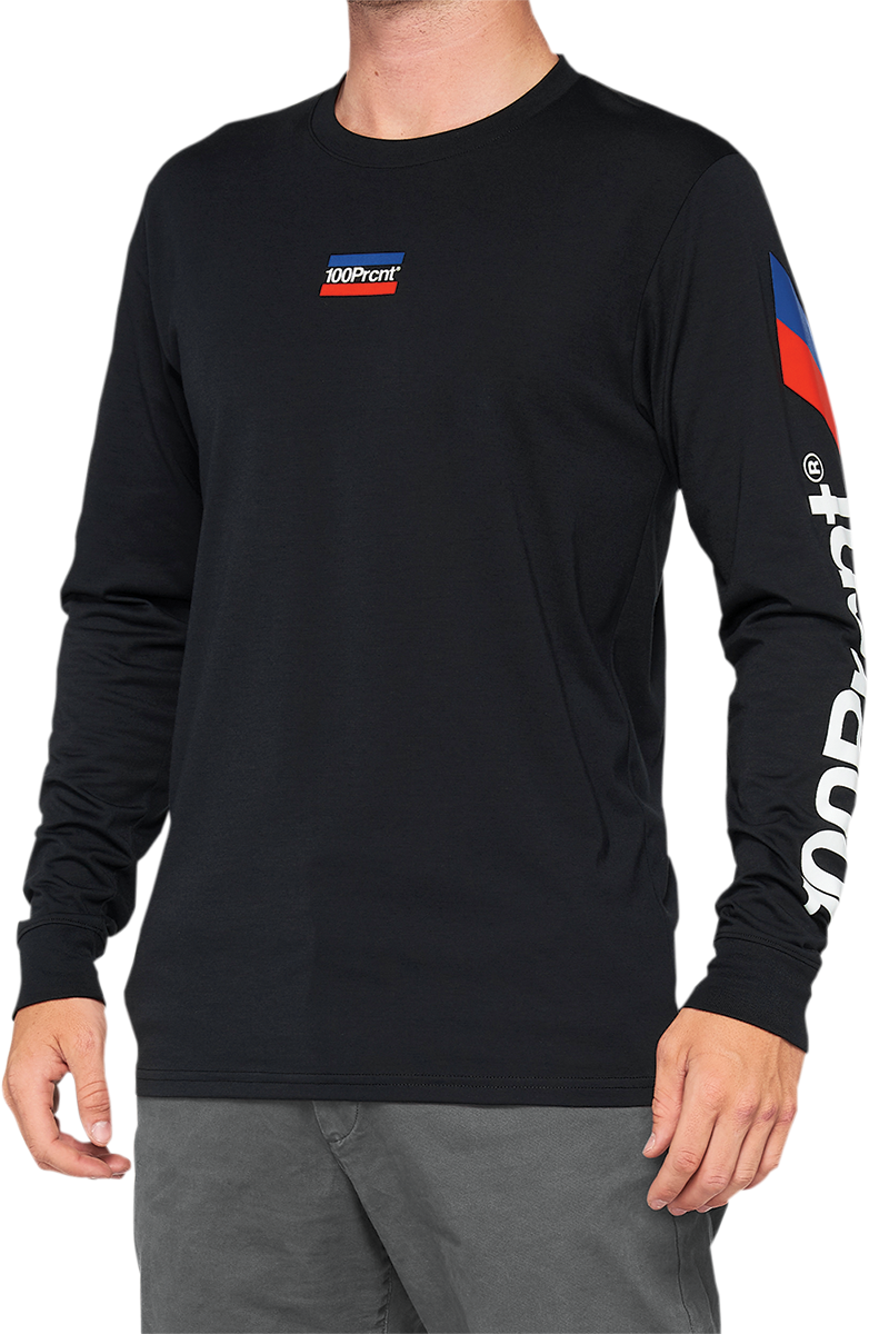 100% Aster Tech T-Shirt - Long-Sleeve - Black - Small 35029-001-10 - Howling Moto