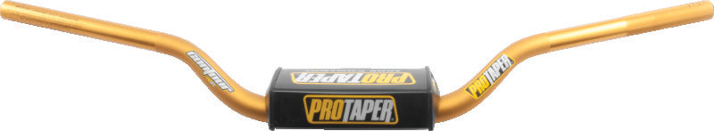 ProTaper Contour Pastrana FMX handlebar in gold, lightweight motocross handlebar with ergonomic design and branding visible.
