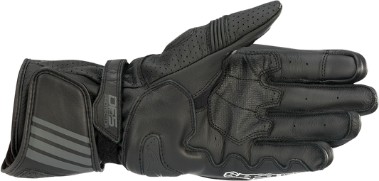 Alpinestars GP Plus R v2 motorcycle gloves in black, size 3XL, with protective knuckles and adjustable wrist strap.