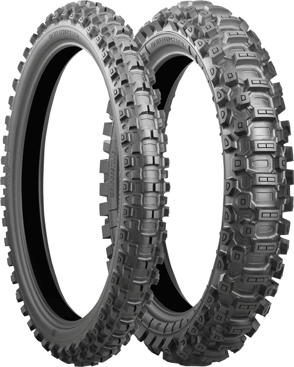 BRIDGESTONE Battlecross X31 rear motorcycle tire 120/80-19 63M with tread pattern for off-road riding.