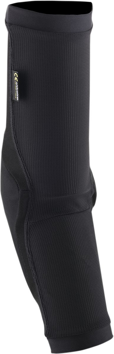 Alpinestars Paragon Plus Elbow Protectors in black, 2XL size, showing the padded armor and adjustable straps for motorcycle riding.