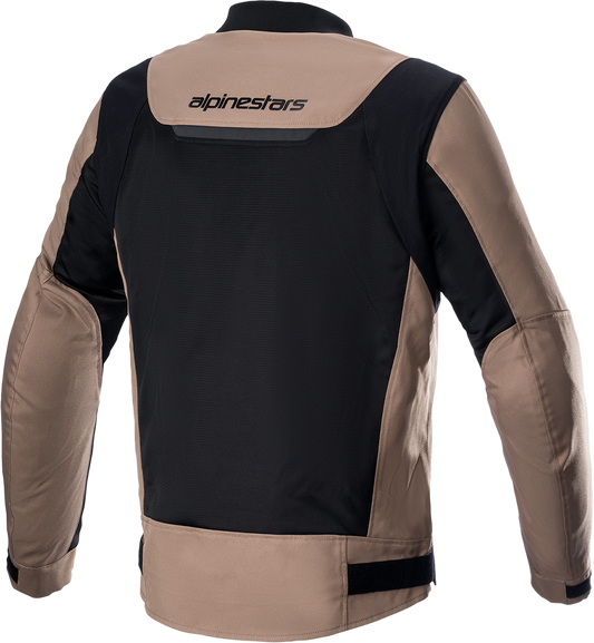 Alpinestars Luc V2 Air Jacket in brown and black, medium size, with visible ventilation panels and Tech-Air® compatibility.