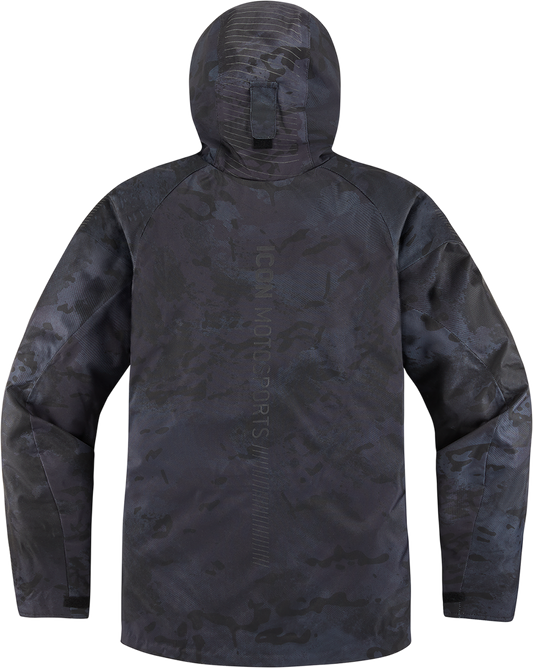 ICON PDX3â„¢ jacket in dark camo with removable insulated vest liner, shown in large size, featuring a rugged outdoor style.