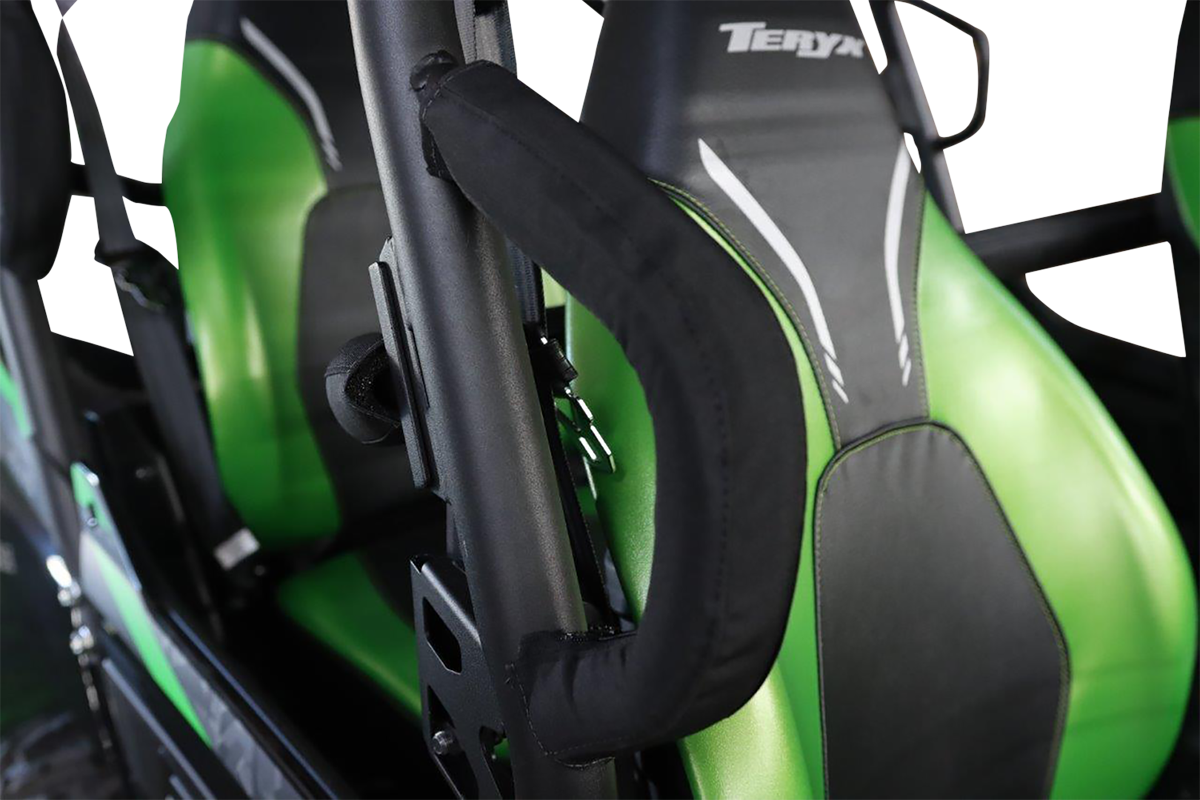 Moose Offroad KT4SBRG-11 sidebar pads and grab handles attached to steel pipes for off-road vehicle protection and convenience