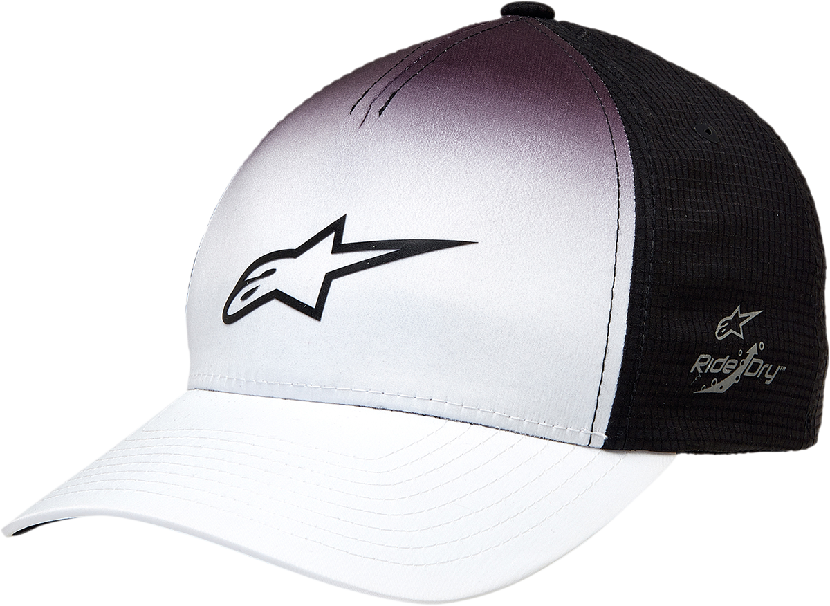 Alpinestars Faded Tech Hat in black with logo embroidery, one size, casual streetwear style, outdoor accessory.