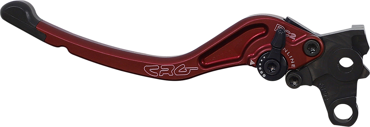 Red CRG RC2 Standard Clutch Lever for motorcycle, showing ergonomic design and durable construction.