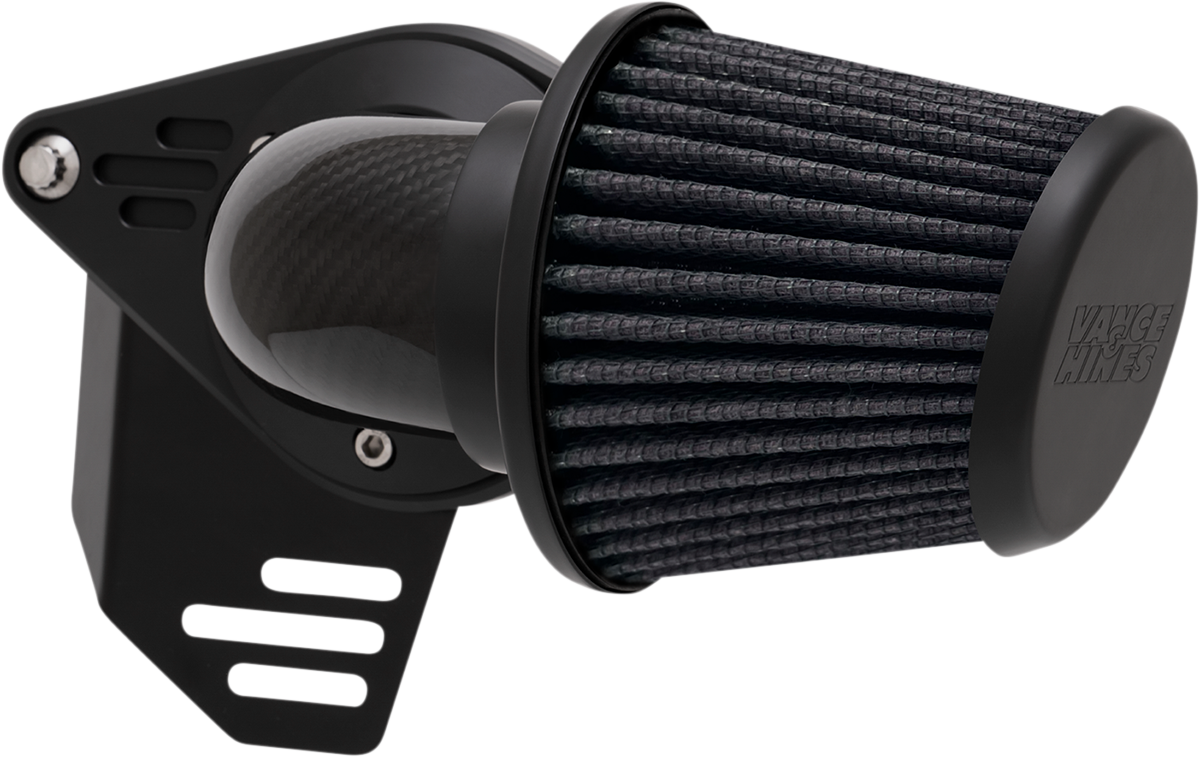 Vance & Hines VO2 Falcon air intake kit with woven carbon fiber finish for motorcycle engine performance enhancement