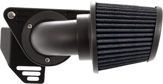 Vance & Hines VO2 Falcon air intake kit in matte black, designed for motorcycle engines, with sleek, aerodynamic appearance.