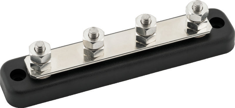 QuadBoss 150 Amp bus bar for powersports battery connections, metal terminal block with multiple connection points.
