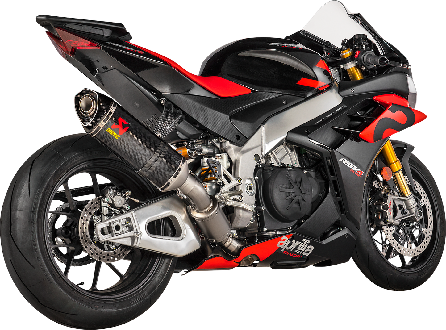 AKRAPOVIC RSV4 track day link pipe L-A10E11/TD designed for enhanced performance and race use on sport motorcycles.