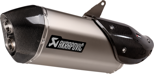 AKRAPOVIC slip-on titanium muffler for Harley-Davidson Pan America 1250 Special motorcycle, featuring sleek metallic finish.