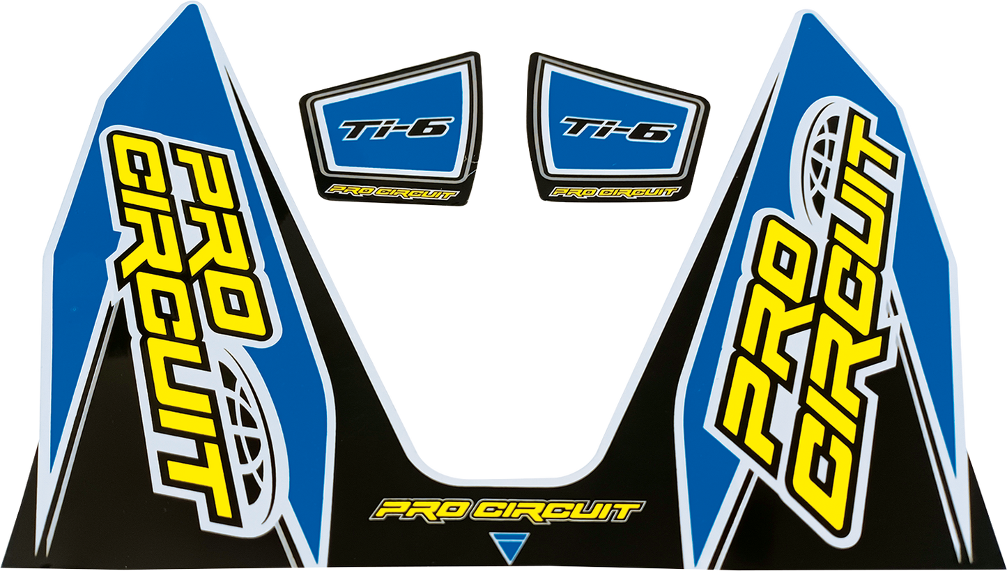 Light blue PRO CIRCUIT Ti-6 decal with bold lettering, designed for motorcycle or bike customization.