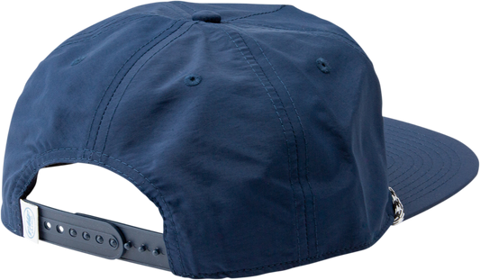 FMF Slacker hat in navy with braided cord trim and patch logo, showing the stylish casual hat design.