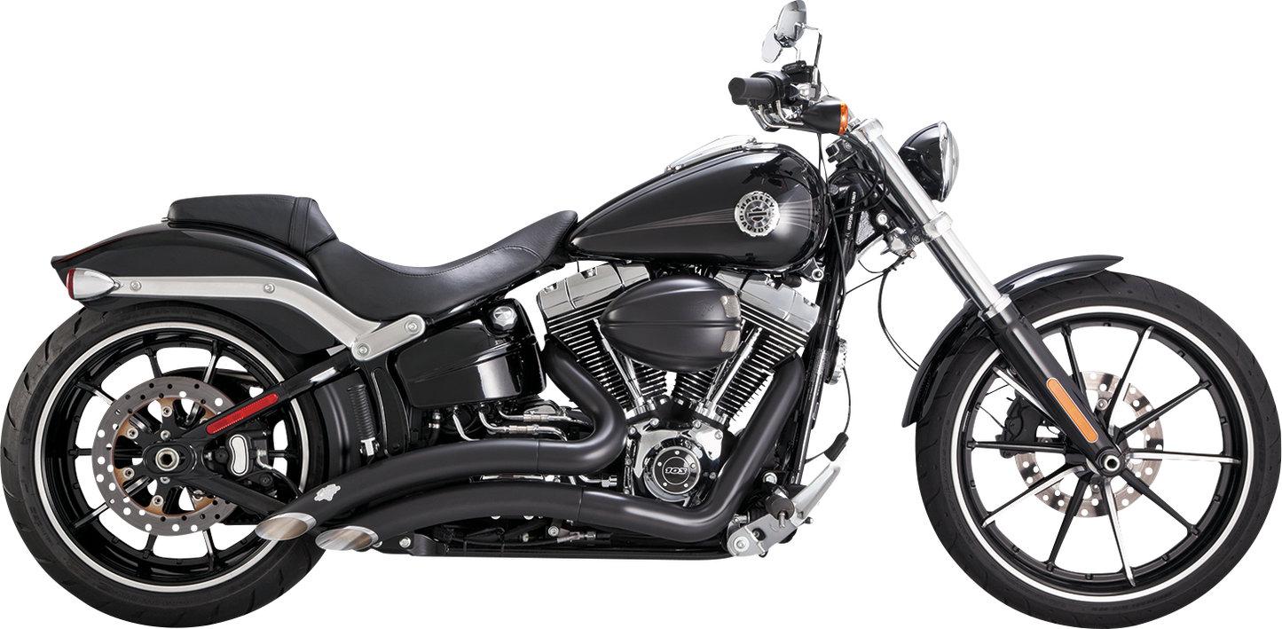 VANCE & HINES Big Radius exhaust system in black with PCX™ technology, featuring curved pipes and chrome accents.