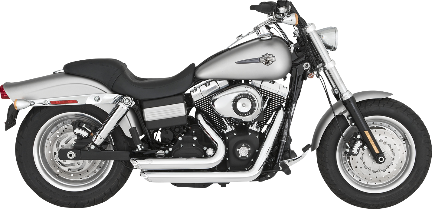 Chrome Vance & Hines Shortshots Staggered Exhaust System for motorcycles, featuring polished metal finish and dual exhaust pipes.