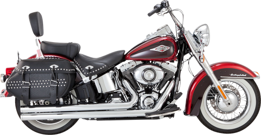 Chrome Vance & Hines Big Shots Long Exhaust System for motorcycles, featuring polished chrome finish and sleek design.