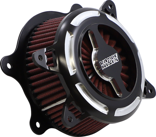 Vance & Hines VO2 Blade Air Intake in black for V-Twin engines, featuring a sleek, contrast finish and modern design.