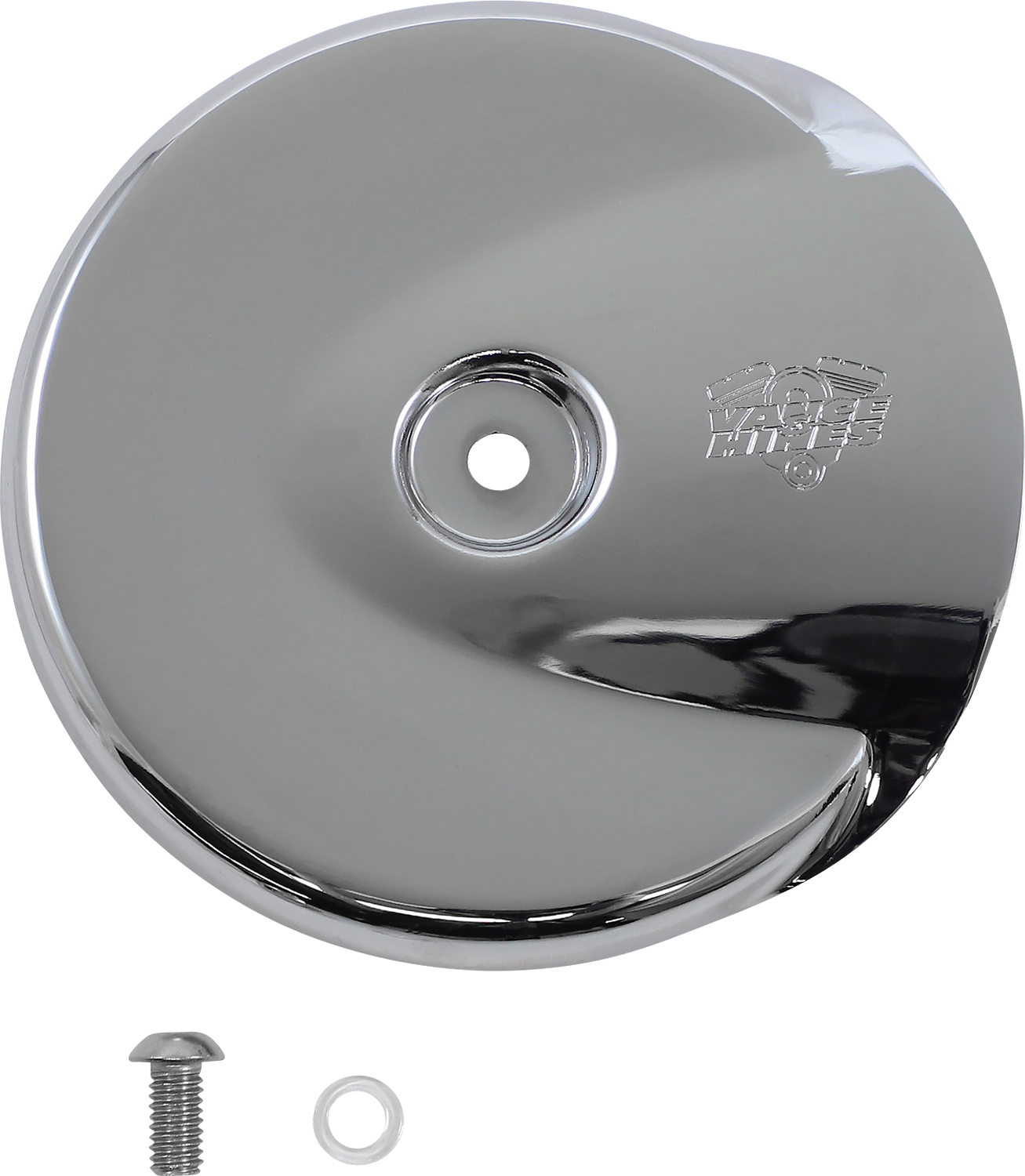 Vance & Hines VO2 Stingray chrome air cleaner cover for motorcycle engine intake system.