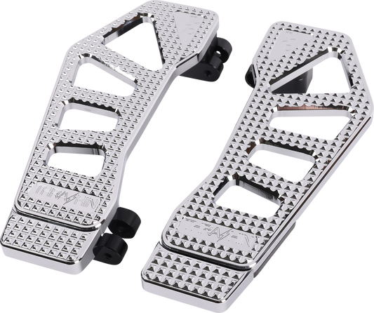 Chrome Apex Floorboard Tail Extension by THRASHIN SUPPLY CO. with sleek, shiny finish, designed for vehicle customization.