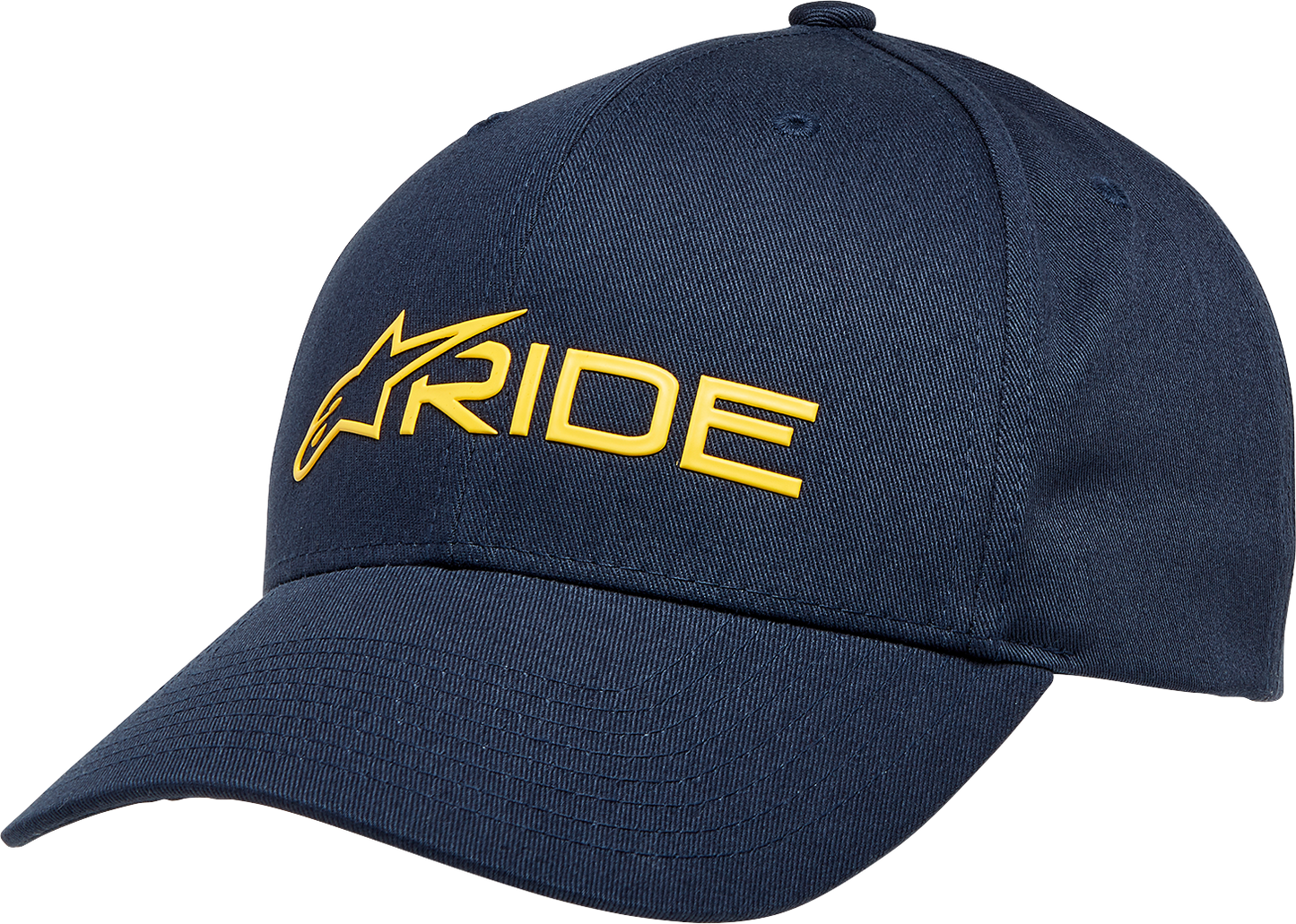 Alpinestars Ride 3.0 navy and gold hat, one size, featuring the Alpinestars logo and sporty design on the front.