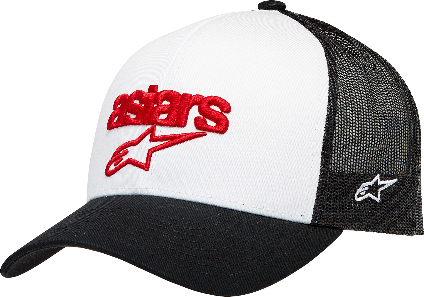Alpinestars Pedigree Hat in white and black with embroidered logo, casual sports cap with adjustable strap.