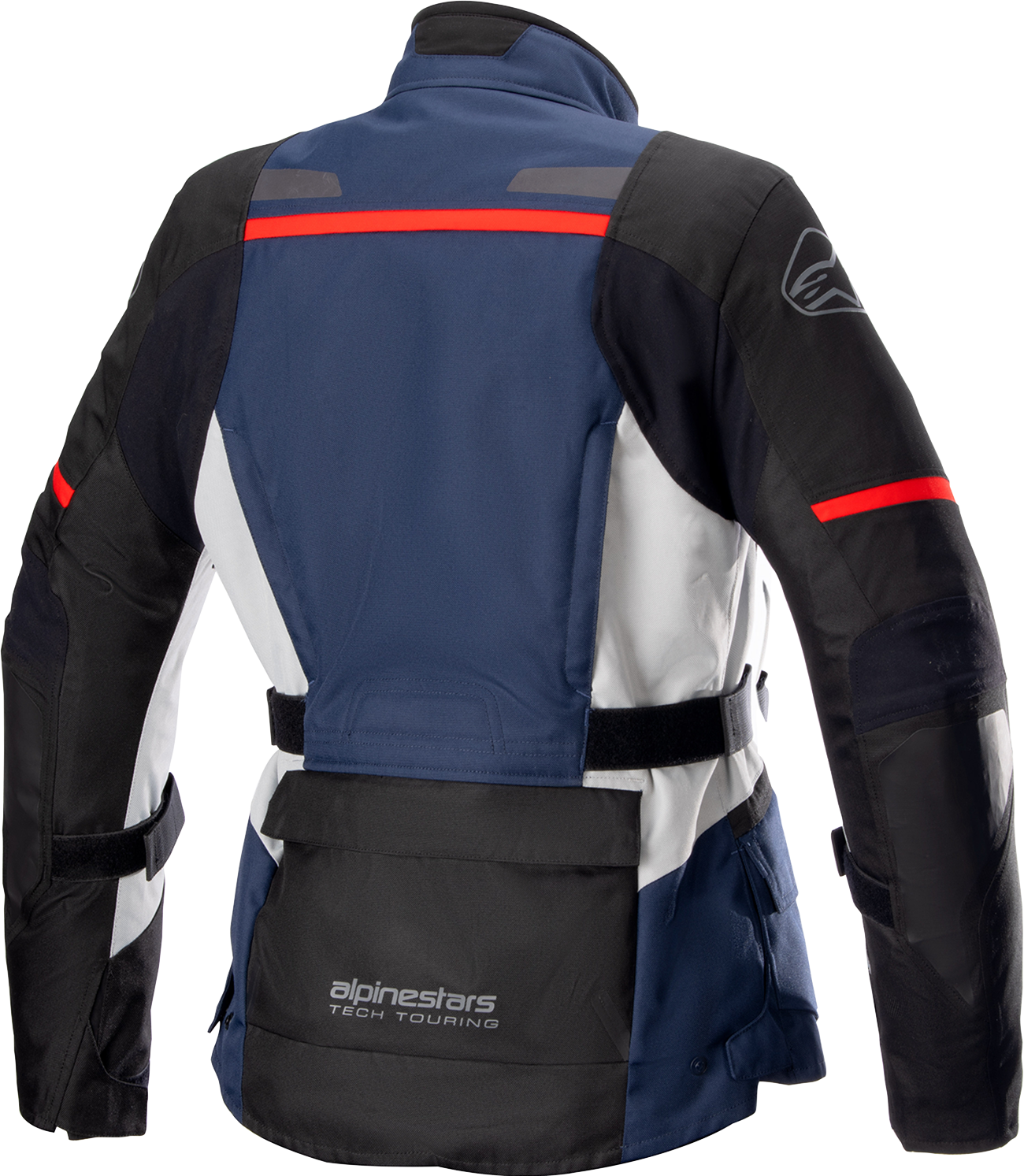 Alpinestars Stella Andes v3 women's blue and black waterproof motorcycle jacket with impact protection and ventilation features.