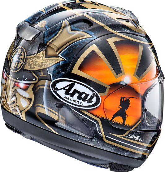 Arai Corsair-X Dani Samurai-2 black motorcycle helmet with advanced ventilation and durable construction, 2XL size.