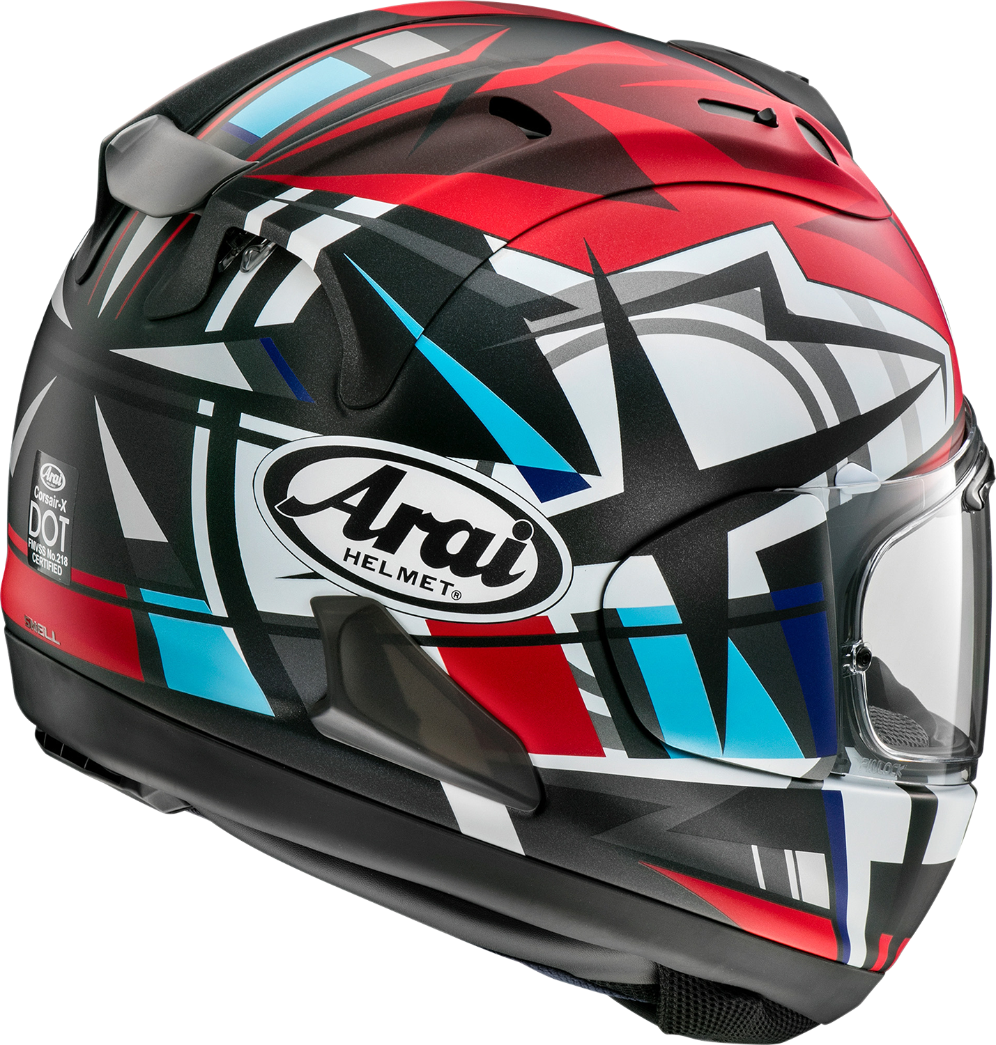 Arai Corsair-X Takumi Frost motorcycle helmet in large size, featuring a sleek design and detailed visor.
