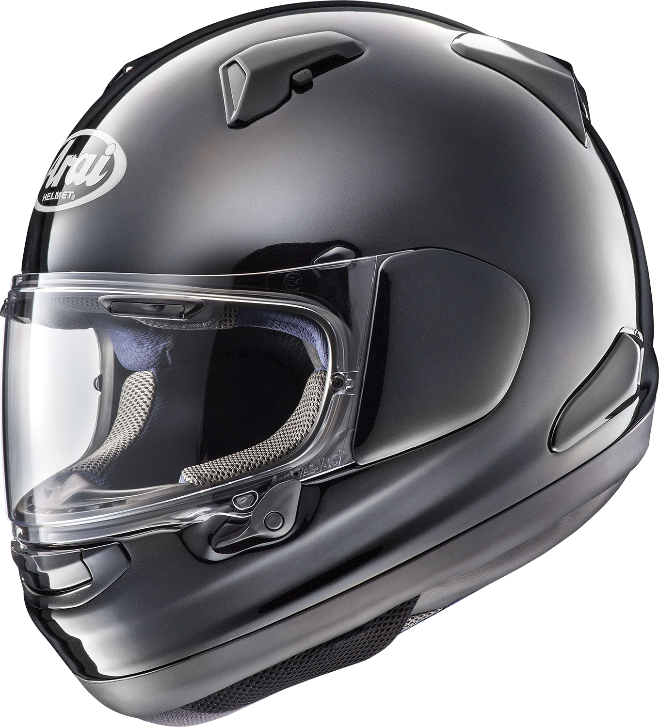Arai Signet-X helmet in diamond black with 2XL size, featuring sleek aerodynamic design and secure strap system.
