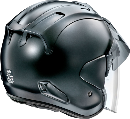 Arai Helmets Ram-X Black Frost motorcycle helmet with Variable Axis System and Pinlock®-120, shown in XS size.