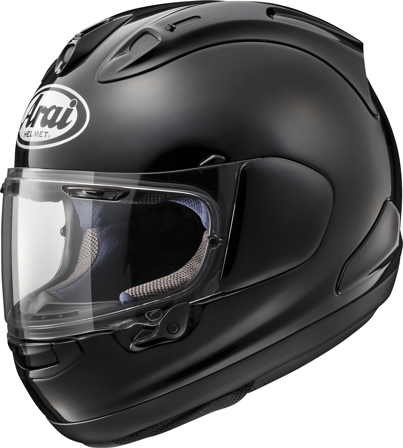 Black ARAI HELMETS Corsair-X motorcycle helmet in 2XL size with aerodynamic design and clear visor.