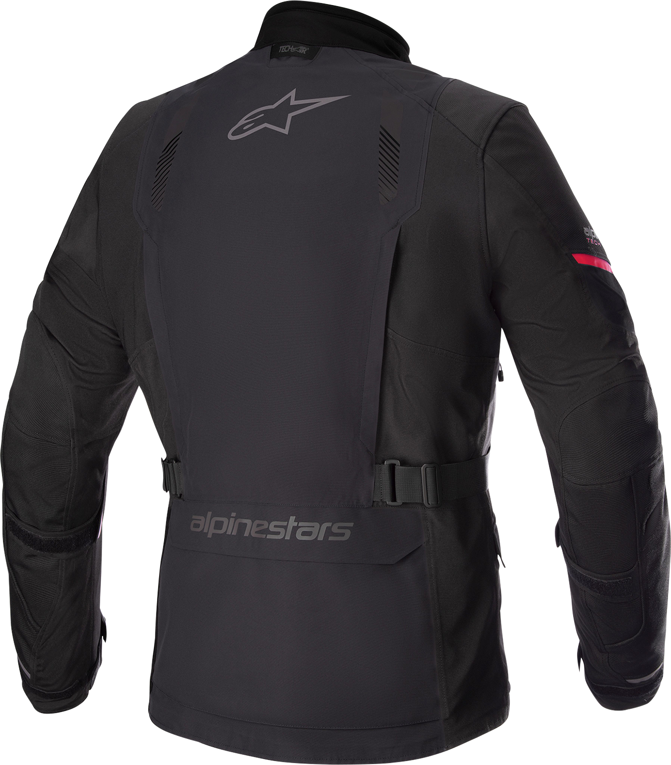 Alpinestars Monteira Drystar XF motorcycle jacket in black and red with detachable thermal liner, small size, front view.