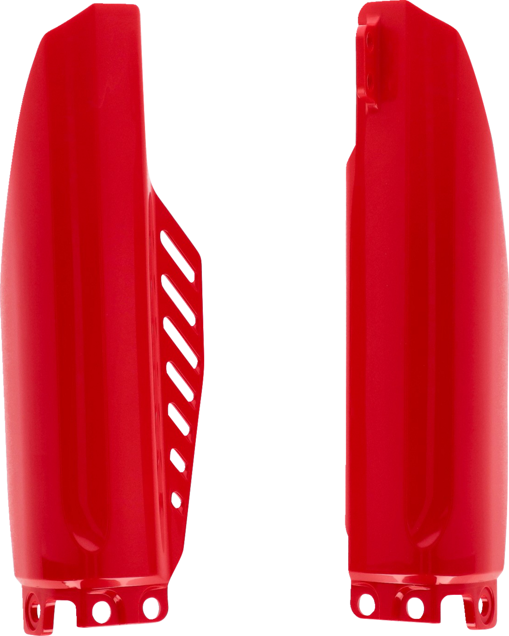 Acerbis red lower fork cover for CR85 and CRF150R motorcycle, made of durable body material, designed for off-road bike protection.