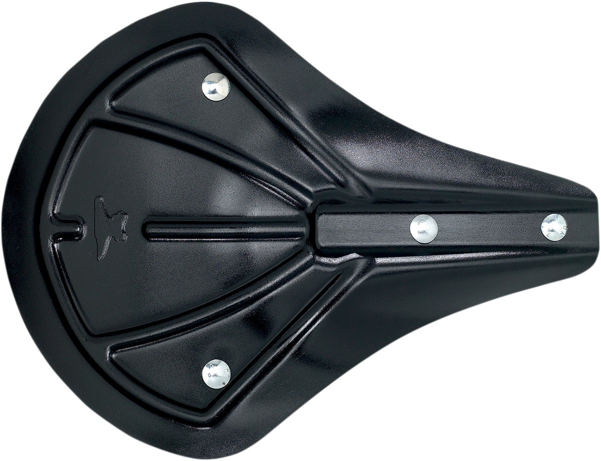 Uncovered BILTWELL Solo Seat Pan with foam for motorcycle, showcasing the black seat pan and foam padding.