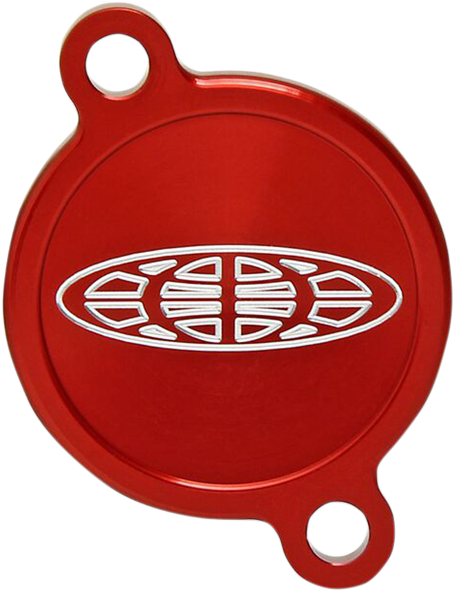 PRO CIRCUIT Kawasaki PC4009-0015 oil filter cover in aircraft-grade aluminum with mirror finish and anodized coating.