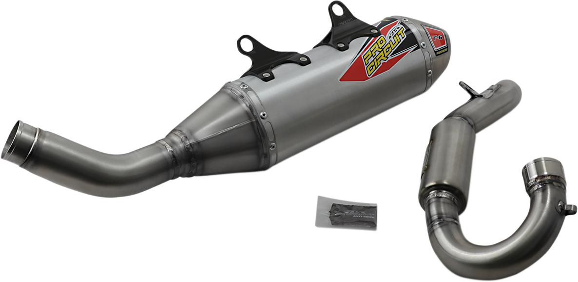 PRO CIRCUIT T-6 Exhaust System for off-road and closed course riding, featuring a sleek metal design and brand logo visible.