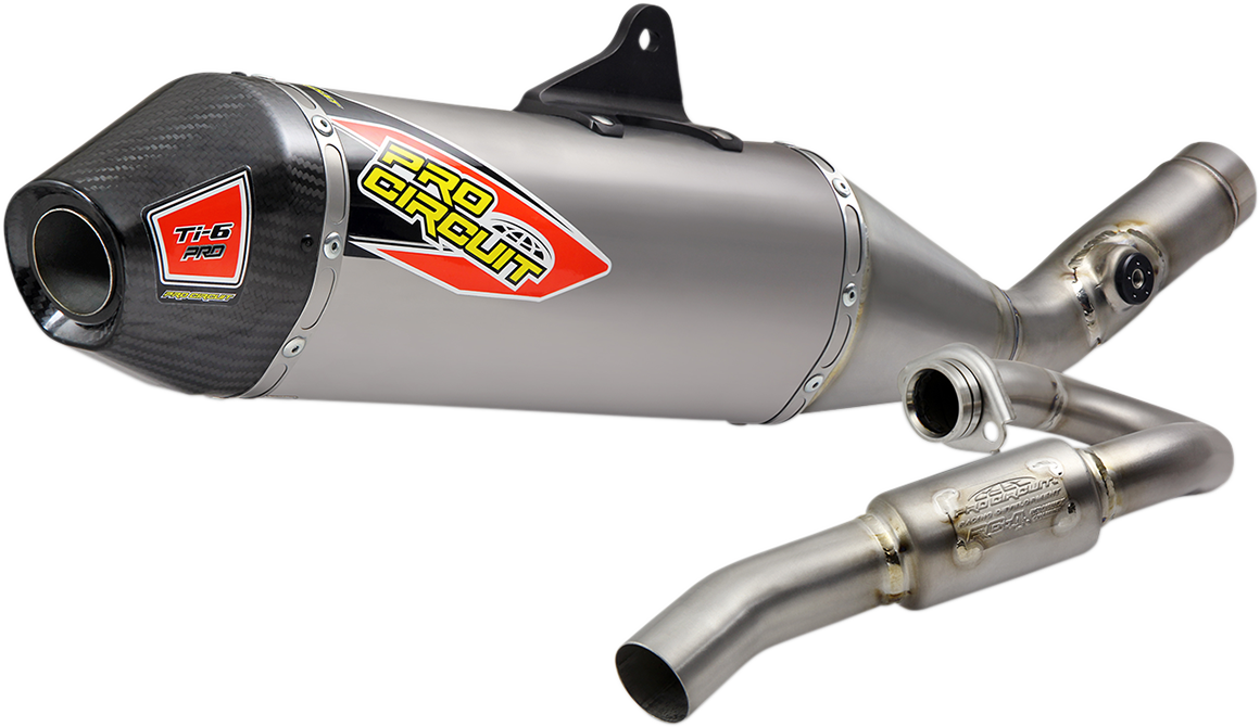 Pro Circuit Ti-6 Pro Exhaust System for AMA Supercross and Motocross, showcasing the lightweight titanium design and polished finish.
