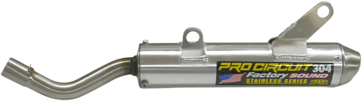 Pro Circuit 304 Silencer SS04250-SE motorcycle exhaust silencer with stainless steel construction and enhanced noise reduction.