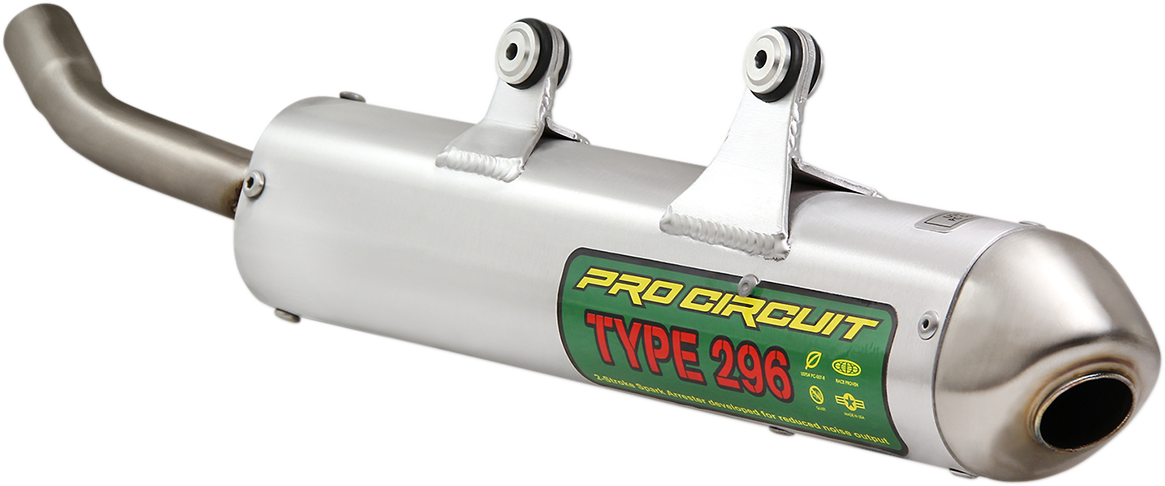 PRO CIRCUIT Spark Arrestor Silencer SG18300-296 for motorcycle noise-sensitive riding areas, shown in the image.