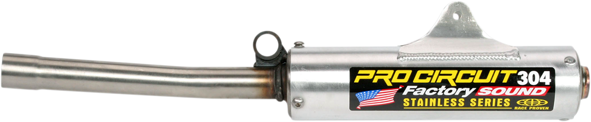 PRO CIRCUIT 304 Silencer for motorcycle exhaust system, designed for top-end performance and noise reduction.