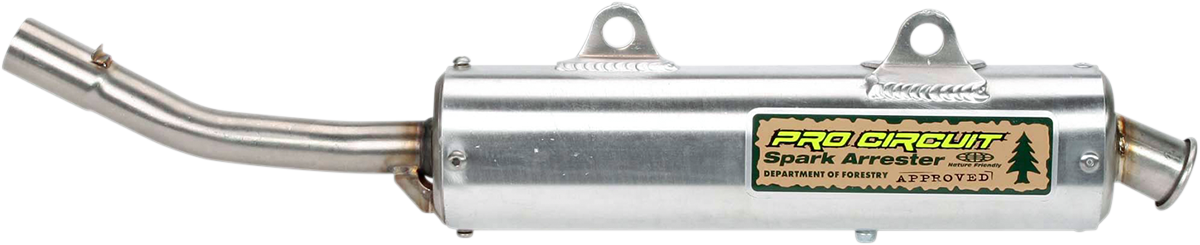PRO CIRCUIT spark arrestor silencer for Kawasaki KX250 1995-1998 motorcycle, part number SK95250-SA, shown in the image.