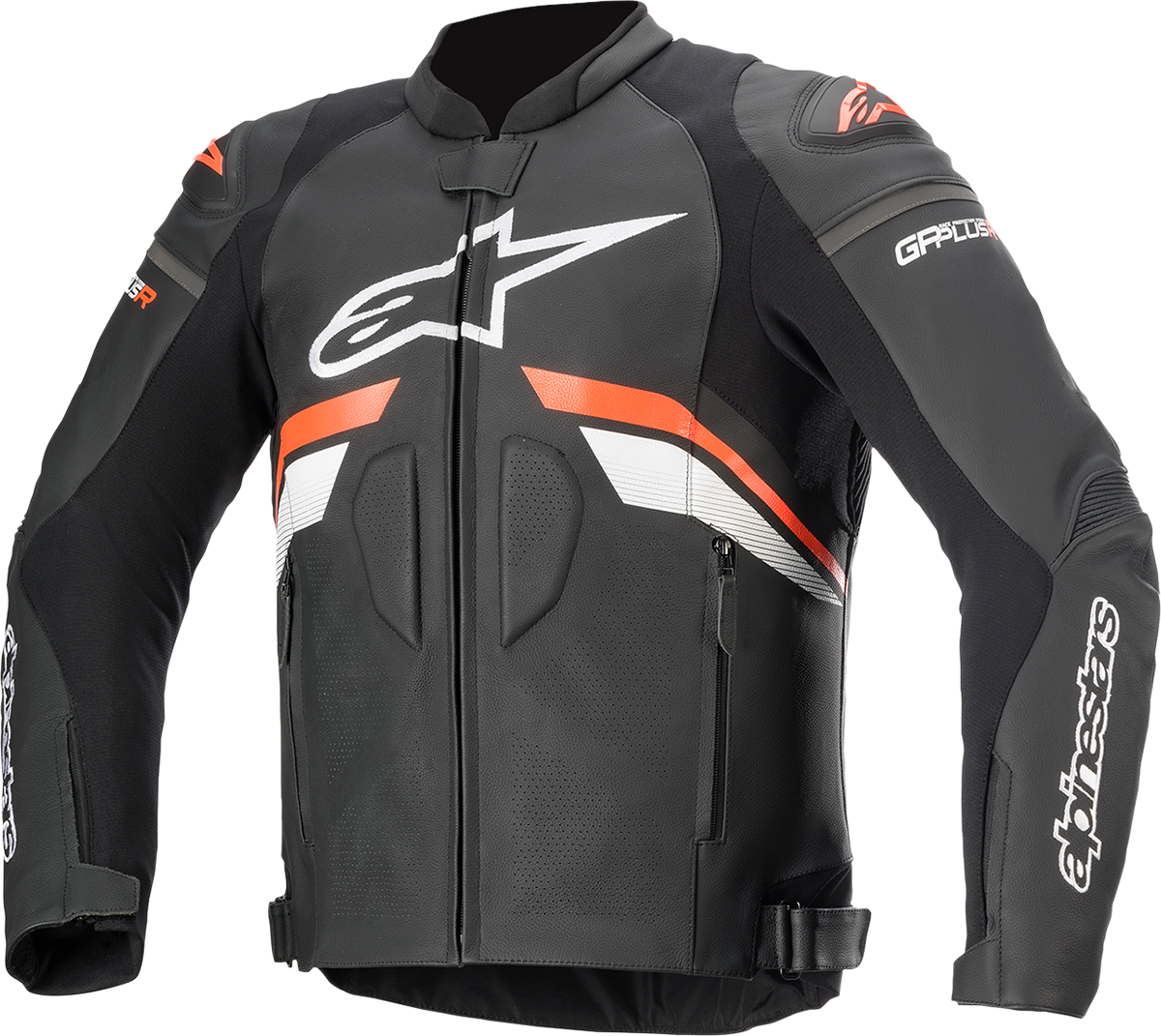 Bill's Exhausts ALPINESTARS GP Plus R v3 leather motorcycle jacket in black, red, and white, US size 42 / EU size 52.