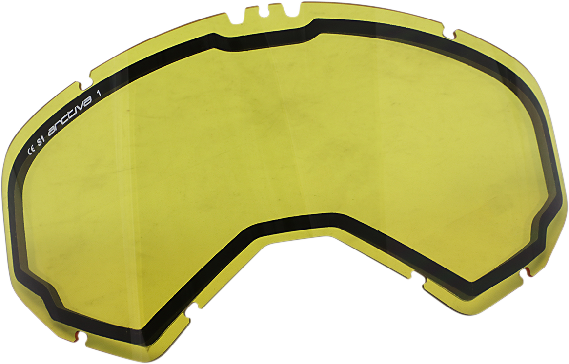 ARCTIVA Vibe dual pane yellow lens for ski goggles, showing the clear yellow tinted lens with branding details