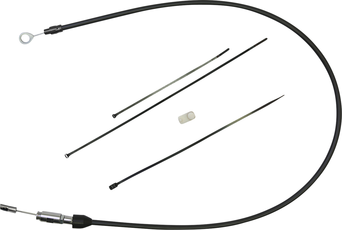 Black DRAG SPECIALTIES quick connect clutch cable, 38 inches long, for upper transmission connection, part #6323404HE.